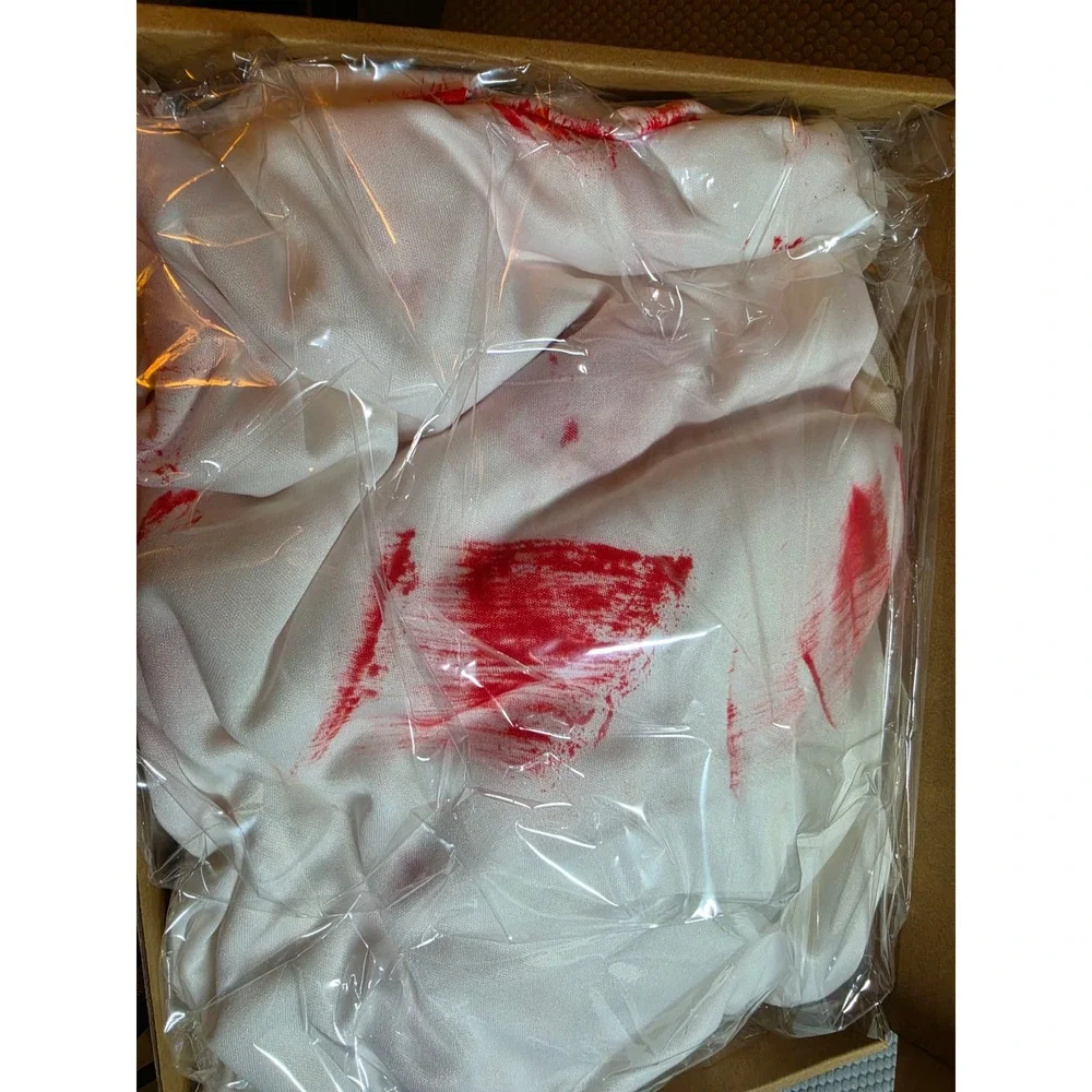 Mepase 4 Pcs Halloween Mummy Costume Bloody Creepy Cosplay Party White Large